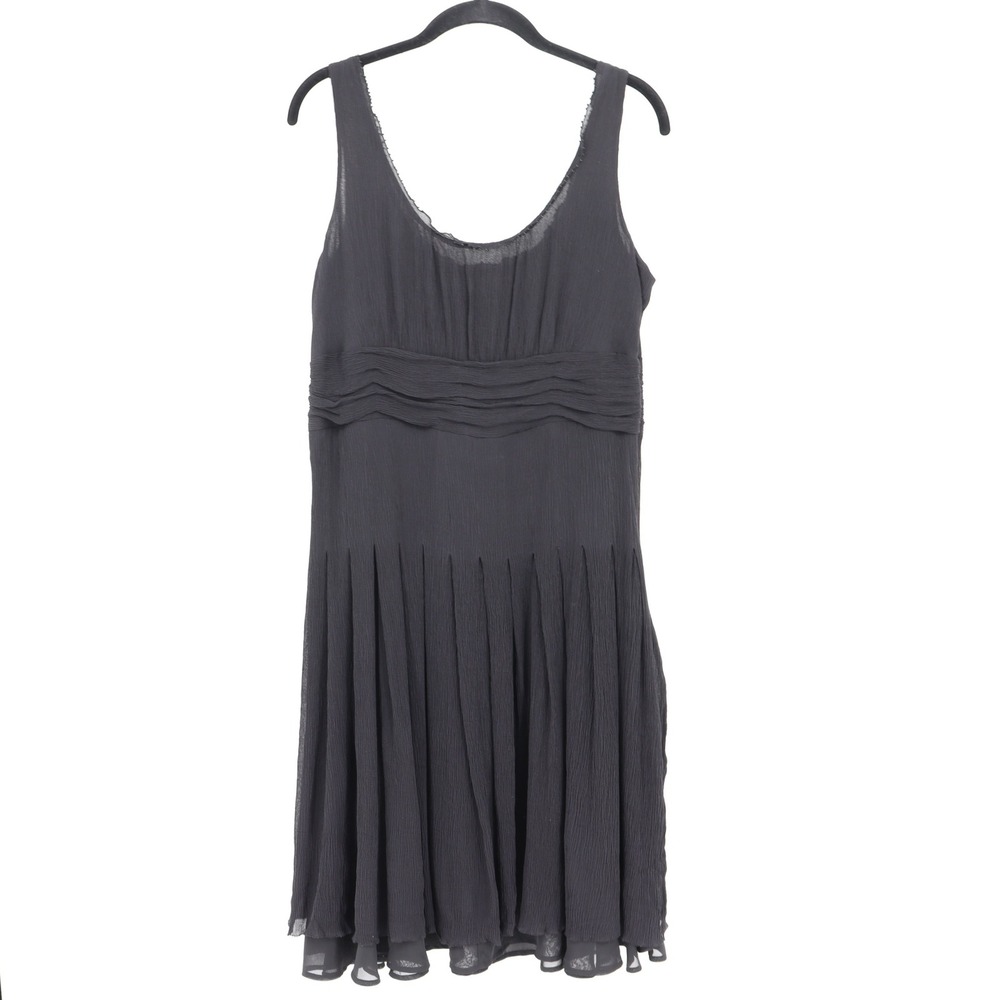 Sigrid Olsen Silk Sleeveless Dress‎ Womens 8 Black Pleated Lined Party Cocktail